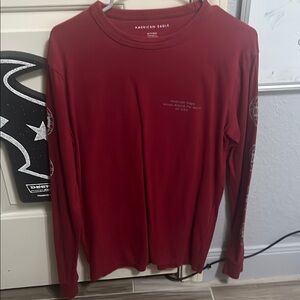 American Eagle Outfitters Red Long Sleeve Tee